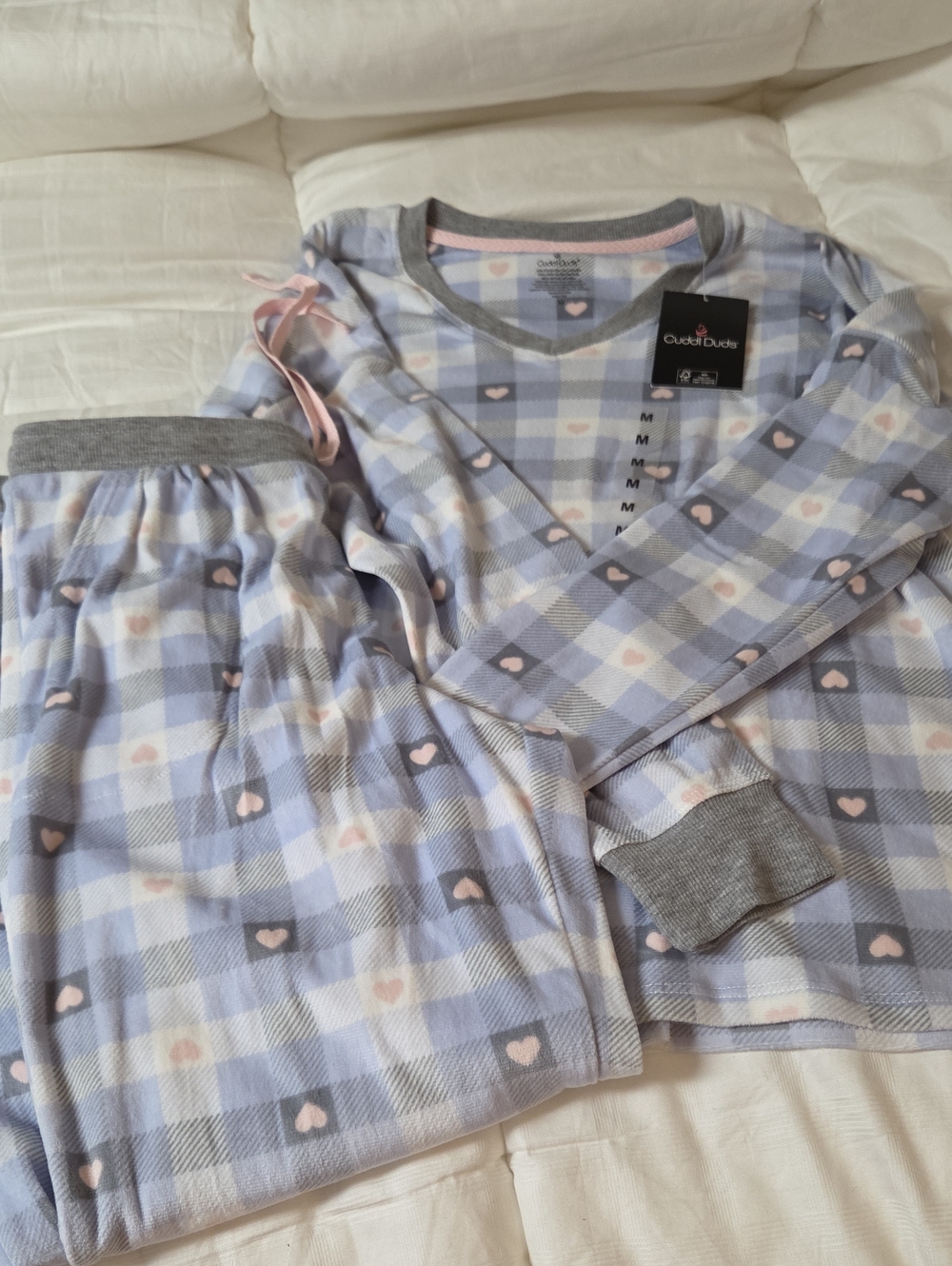 Cuddl Duds Lavender Plaid Heart Pajama Set